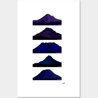 Cascade Volcanoes Blue and Purple Posters and Art